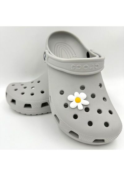 Crocs Terlik Süsü Ve Aksesuarı , Çanta Süsü Jibbitz 3d Çiçek 01 Logo Aksesuar Beyaz-Sarı