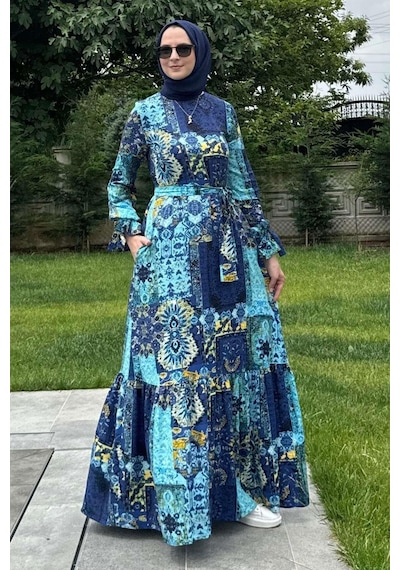 Rabia Şamlı Nehir Elbise Saks Normal