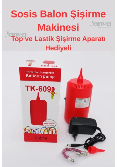 Sosis Balon Şişirme Makinesi Futbol Topu Bisiklet Tekeri Şişirme Aparatlı Diğer