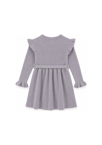 Babyhola %100 Organik Triko Kız Bebek Çocuk Kemerli Elbise 32125 Mor