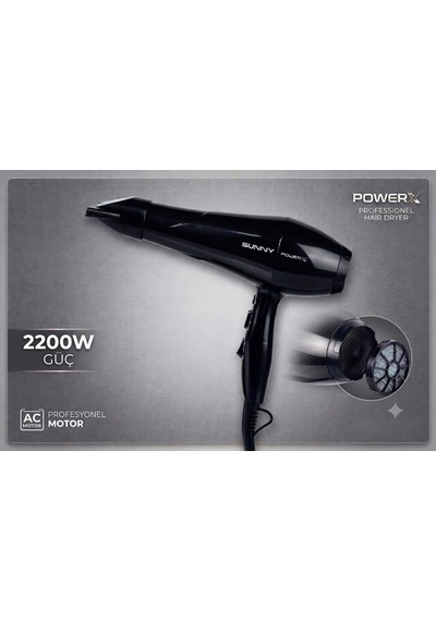 Sunny Powerx Sn6sktr25s Ac Motorlu 2 Kademe Isı 3 Kademe Hız Ayarlı Saç Kurutma Makinesi 2200w