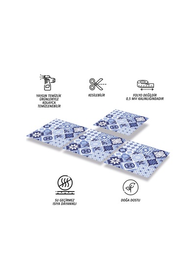 Tink KENDİNDEN YAPIŞKANLI YENİ MAVİLİM DESENLİ PVC KARO 30X30 CM