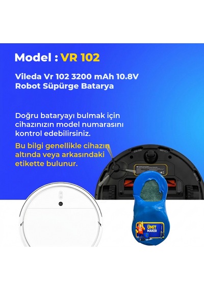 Vileda Vr 102 3200 Mah 10.8v Robot Süpürge Batarya