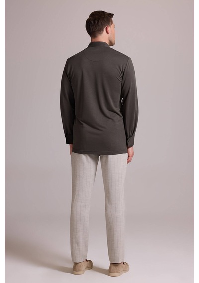 Ysf Erkek Koyu Yeşil Polo Yaka Sweatshirt