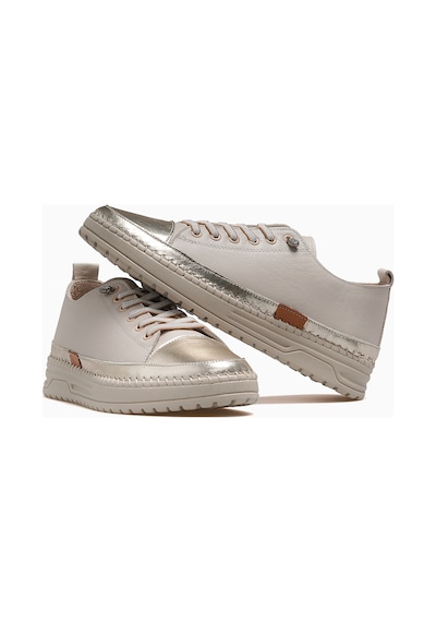 Venüs 26150001y Kadın Hakiki Deri Parçalı Lastikli Comfort Sneaker Ayakkabı Bej