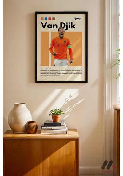 Van Dijk Futbol Posteri, Siyah Çerçeveli Duvar Tablosu - Spor Severlere Hediye