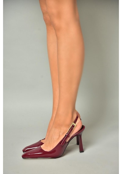 Fox Shoes S752084908 Bordo Rugan Kalın Topuklu Kadın Ayakkabı Bordo