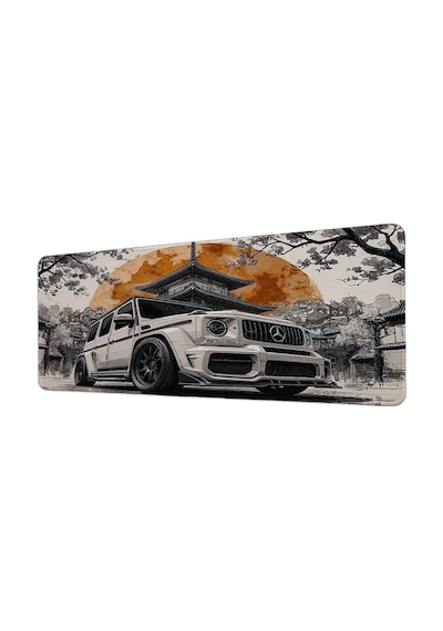 Mercedes G63 Japon Tapınağı 40x90 Cm Oyuncu Mousepad Kaymaz Taban Büyük Boy Siyah