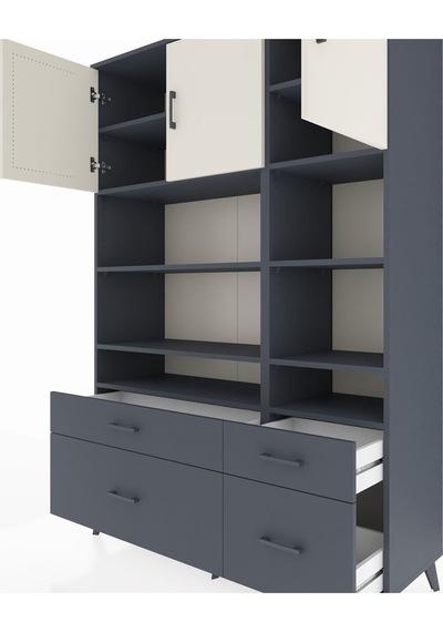 Hyperion Dolap 10 Raflı 4 Çekmeceli 3 Kapaklı 132x44x195 Antrasit-aytaşı/antrasit Aytası/antrasıt Hyperion Dolap 10 Raflı 4 Çekmeceli 3 Kapaklı 132x44x195 Antrasit-aytaşı/antrasit Aytası/antrasıt