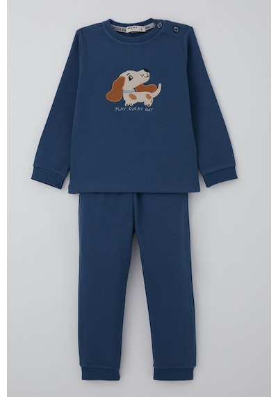 Breeze Erkek Bebek Eşofman Takımı Sevimli Köpekçik Nakışlı 9 Ay-3 Yaş, İndigo İndigo