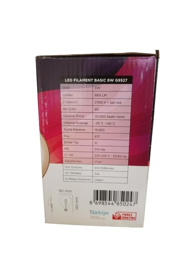 6w G95 Rustik Led Filamentli Ampul Sarı Işık 660 Lümen 2li Paket Diğer