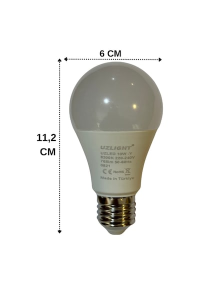 Uzlight 10w 75w 8200k Yeşil Işık E27 Duylu Led Ampul 8 Adet