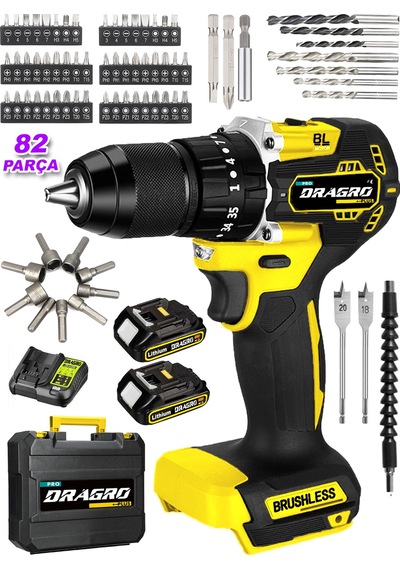Dragro Alman DRG-799 Pro S 799 VF 30 AH Darbeli Çelik Mandren Kömürsüz Motor Çift Akülü Şarjlı Vidalama Makinesi