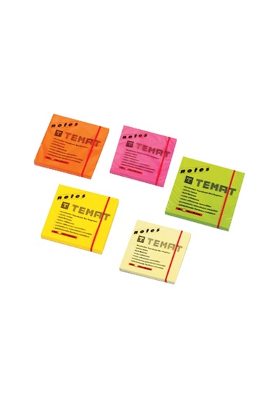 Temat Yapışkanlı Not Kağıdı 75x75 Mm, Fosforlu, Renkli Set