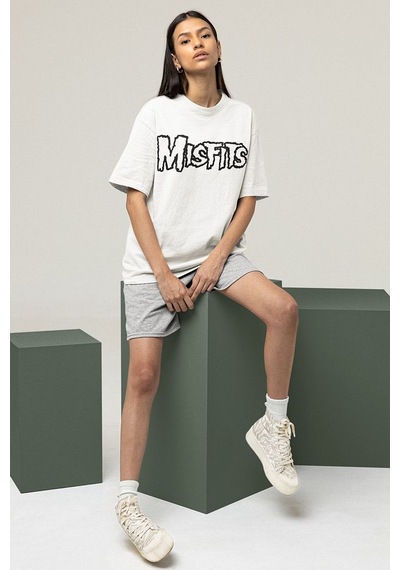 Misfits Müzik Grubu Baskılı Unisex Oversize Rock Metal Tişört Beyaz