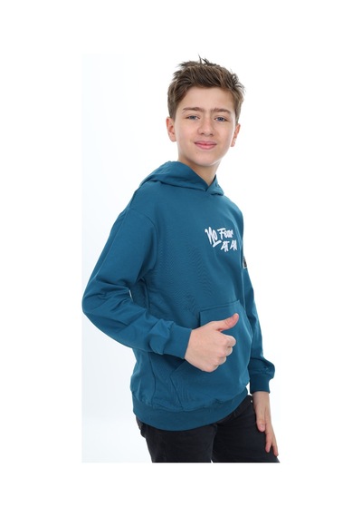 Toontoy Erkek Çocuk Nakışlı Sweatshirt Petrol Mavi