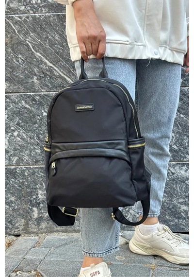 Just Polo Kadın İthal Saten Kumaş Şık Okul Ve Sırt Çantası Shopper Siyah