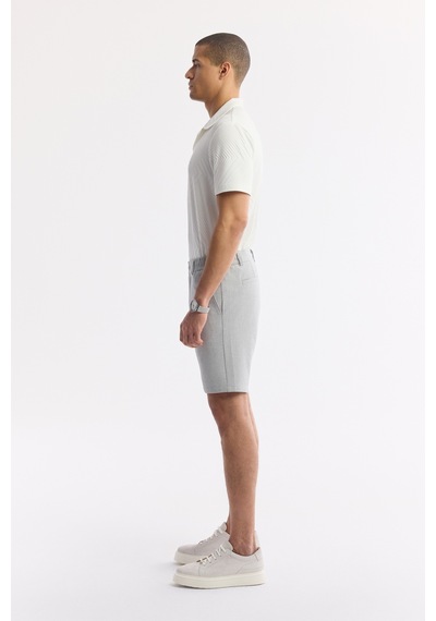 Avva Erkek Açık Gri Yanı Lastikli Gofreli Bi-stretch Slim Fit Chino Şort A51y3730
