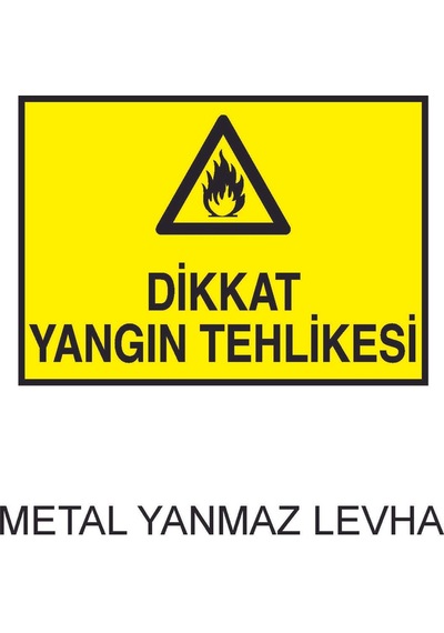 Dikkat Yangın Tehlikesi Metal Uyarı Levhası