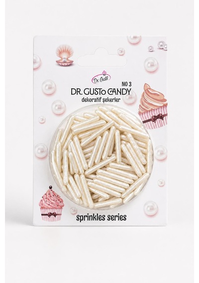 Dr. Gusto İnci Beyazı Spagetti Çubuk Pasta Süsleme Şekeri