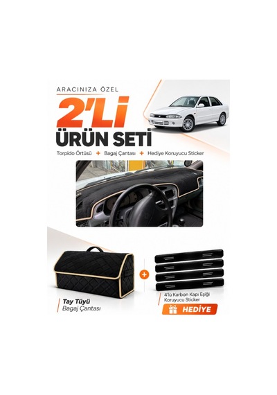 Proton 415-416-418-420 1994-2000 Uyumlu Torpido Örtüsü + Tay Tüyü Bagaj Çantası Seti - Siyah Bej