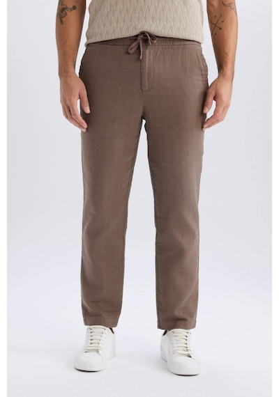 DeFacto %100 Pamuk Yazlık Jogger Pantolon Regular Fit Normal Kesim Keten Görünümlü Düz Paça Cepli B4138AX25SPKH487