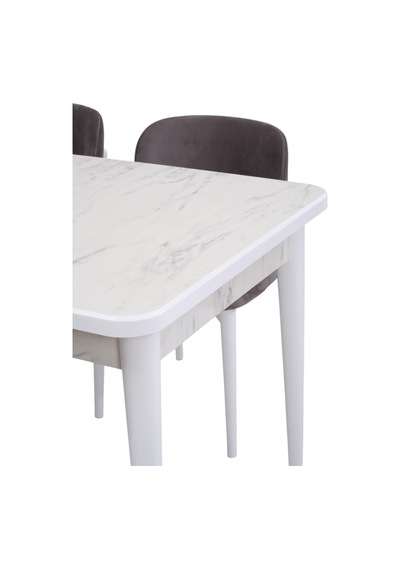 Duru Mdf Lak Panel Açılır Yemek Mutfak Masası 90x160 Beyaz