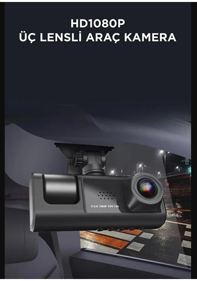 1080p Full Hd Çözünürlük 3 Kameralı Araç İçi Seyir Ve Arka Kamera
