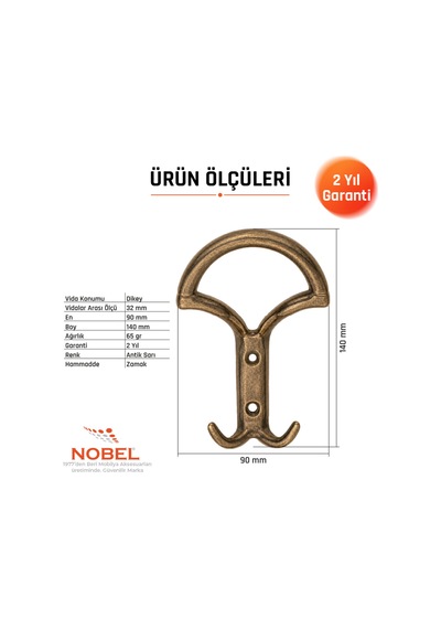 Eta Portmanto Askısı, Metal Vestiyer Askısı, 65 Gr, Dolap Ve Duvar Askılığı, Anti K Sari Vidalı
