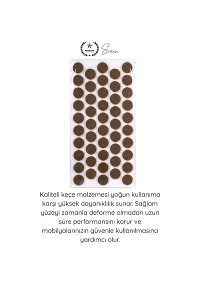Keçe Yapışkanlı Yuvarlak Keçe 20mm 48 Adet Kahve Mobilya Altı Zemin Koruyucu Çizik Önleyici Sessiz Kahverengi