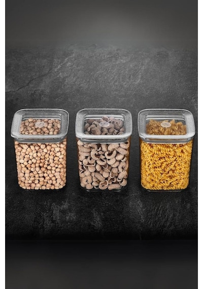 Sude Kare Saklama Kabı 3 X 1000 Ml, Şeffaf