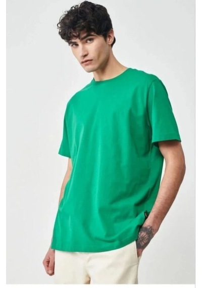 24/1 Düz A Kalite Oversize T-shirt - Yeşil -