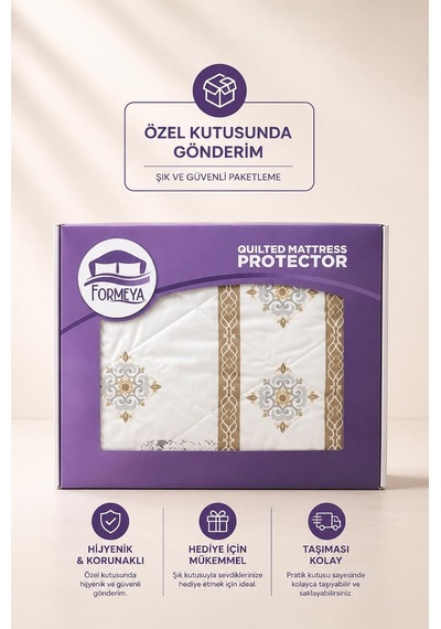 Veluna Desenli Sıvı Geçirmez Kapitone Fitted Alez Ve Yastık Kılıfı Seti Özel Kutulu Gönderim 100 X 200 Çok Renkli