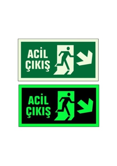 Fosforlu Acil Çıkış Yön Levhası F 15 Yönlendirme Levhası Fosforlu Fotolümen