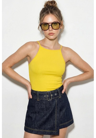 Shade Kadın Halter Yaka Saran Basic Bluz 60251253 - Sarı