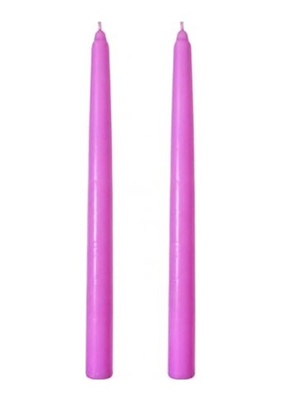2'li Pembe Şamdan Mum Seti 25 Cm Dekoratif İnce Şamdan Mum, Kokusuz Parafin Wax,%100 Pamuk Fitil, El Döküm, Uzu Diğer