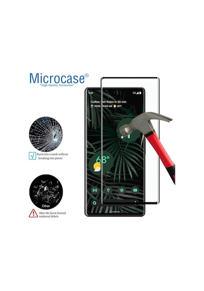 Microcase Google Pixel 6 Pro 3D Curved Tam Kaplayan Kavisli Tempe