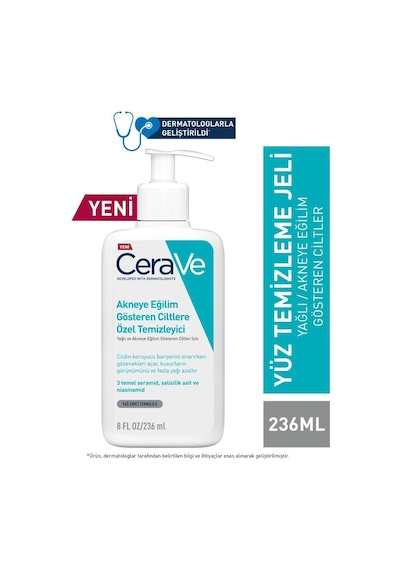 Cerave Yağlı ve Akneye Eğilim Gösteren Ciltlere Özel Temizleyici Jel 236 ML + Cerave Yüz Bakım Jeli 40 ML