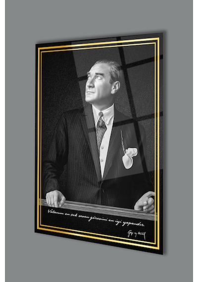 Mustafa Kemal Atatürk Ve Sözleri Cam Tablo,modern Ev Ofis Salon Duvar Dekoru,hediyelik