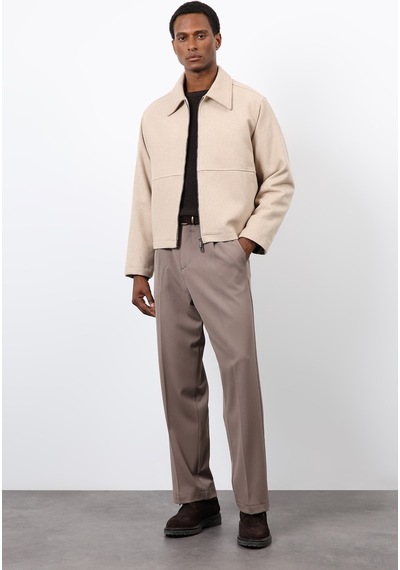 Antioch Regular Fit Dokulu Erkek Mont Bej