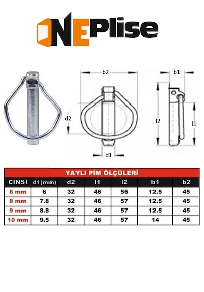 6 Mm Traktör Pimi Yaylı Pim Kaliteli Çelik 5 Adet