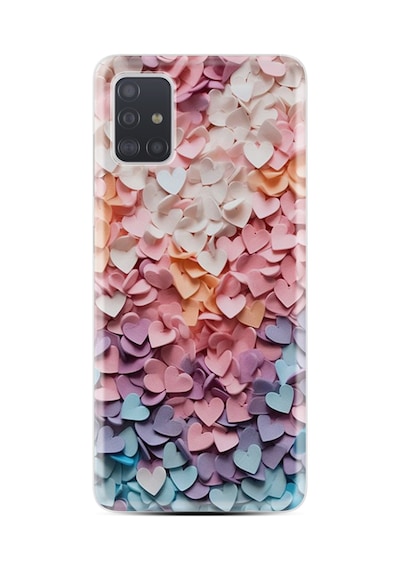 Samsung Galaxy Uyumlu A51 Kılıf Boutique Baskılı Resimli Renkli Kalpler Pcode -040