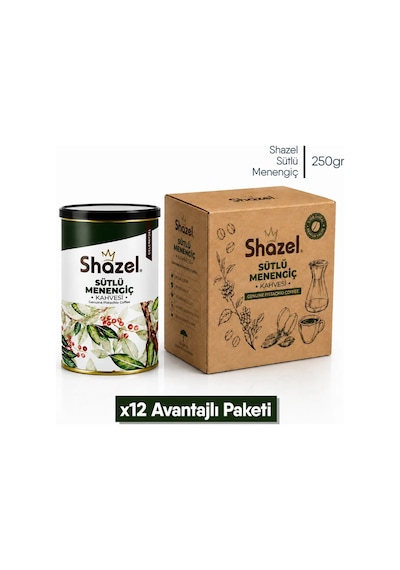Shazel Sütlü Menengiç Kahvesi 250 Gr Teneke X 12 Adet Öğütülmüş