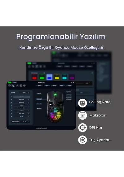 Sc620 Paw3311 Sensör 12000 Dpı 1000hz Kablolu Ve Kablosuz Gaming Oyuncu Mouse Beyaz