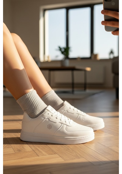 Enoch Bağcıklı Ve Düz Tabanlı Erkek Casual Sneaker Beyaz