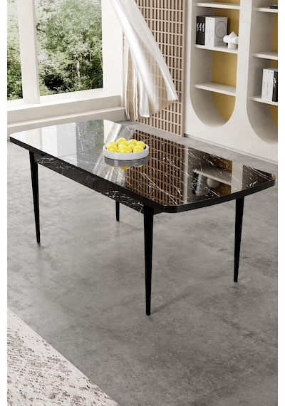 Canisa Gale Serisi 80x132 Açılabilir Lak Panel Siyah Mermer Desen Mutfak Masası Çok Renkli Canisa Gale Serisi 80x132 Açılabilir Lak Panel Siyah Mermer Desen Mutfak Masası Çok Renkli