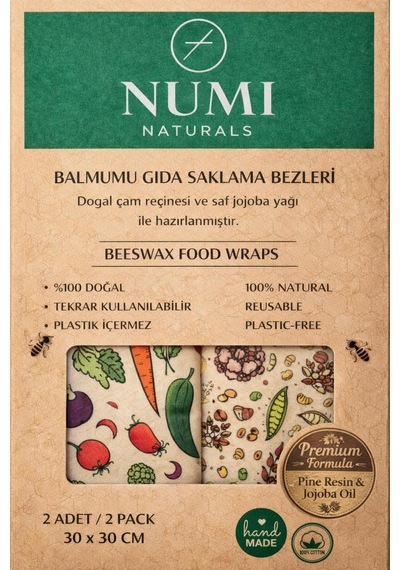 Premium Balmumu Bakliyat-sebze Saklama Kesesi 2 Li Set 30x30 Cm Çok Renkli