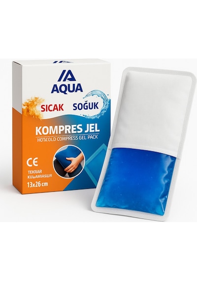 Aqua Soğuk Sıcak Kompres Jel Buz Torbası Kılıflı 13x26 Cm Tekrar Kullanılabilir Terfomor Sıcak & Soğuk Jel Kompres Ped