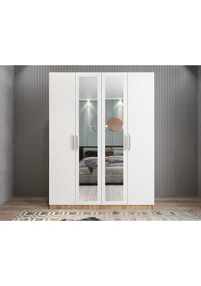 Bevel 4 Kapaklı Gizli Çekmeceli Gardırop Çb 140 Cm - Montaj Dahil