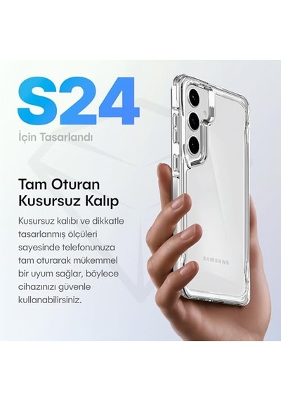S24 Için Crystal Armor Serisi Şok Emici Yumuşak Silikon Kenar Arkası Sert Polikarbonat Darbeye Dayanıklı Şeffaf K Diğer